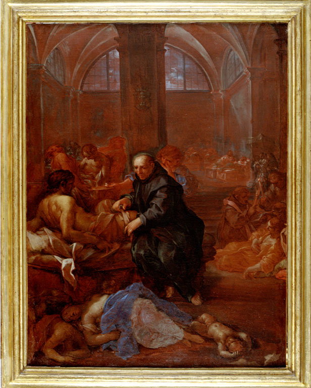 San Giovanni di Dio cura gli appestati (dipinto) by Baldi Lazzaro (secc. XVII/ X